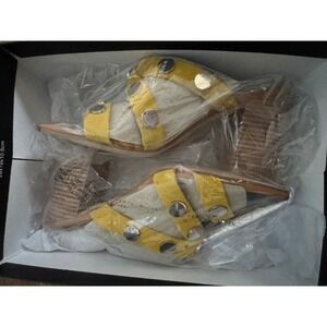 Nine West Yellow Suede High Heel Sandals Size 9M NIB